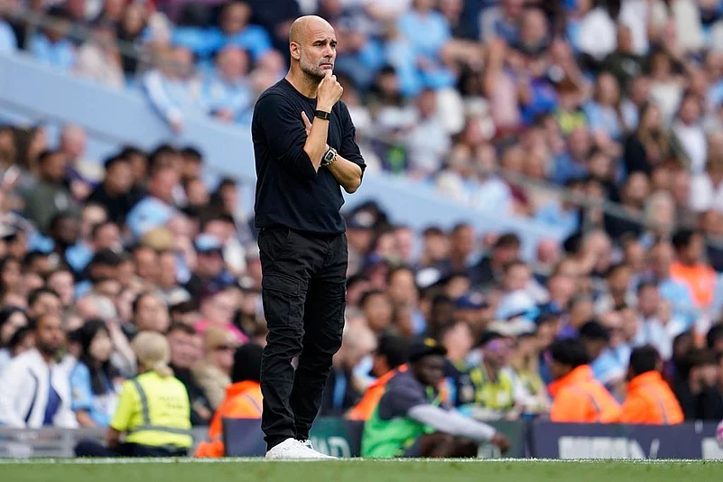 English Premier League 2025-26 Matchday 2 Manchester City Vs Tottenham Hotspur_Pep Guardiola