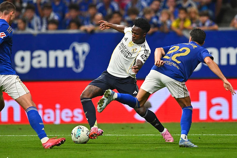 Spain soccer La liga Real Oviedo vs Real Madrid match photos_Vinicius Junior