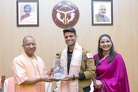 CM Yogi with Gp Capt Shubhanshu Shukla