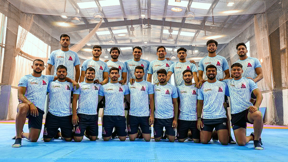 Pro Kabaddi : Jaipur Pink Panthers pose for a picture during training ahead of the Pro Kabaddi League 2025 edition.
