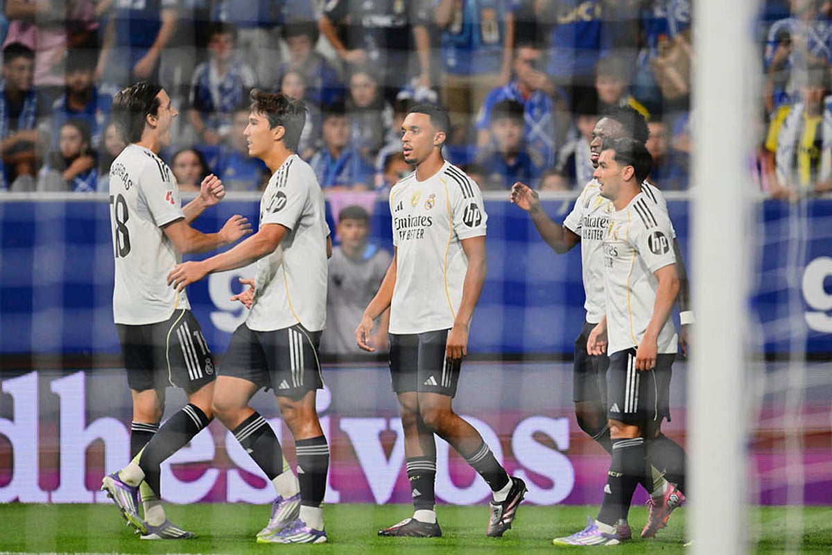 Spain soccer La liga Real Oviedo vs Real Madrid match photos_Vinicius Junior