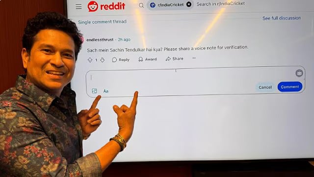 Sachin Tendulkar's funny repartee instantly resonated with Indian cricket fans and the broader online community. - Reddit screengrab
