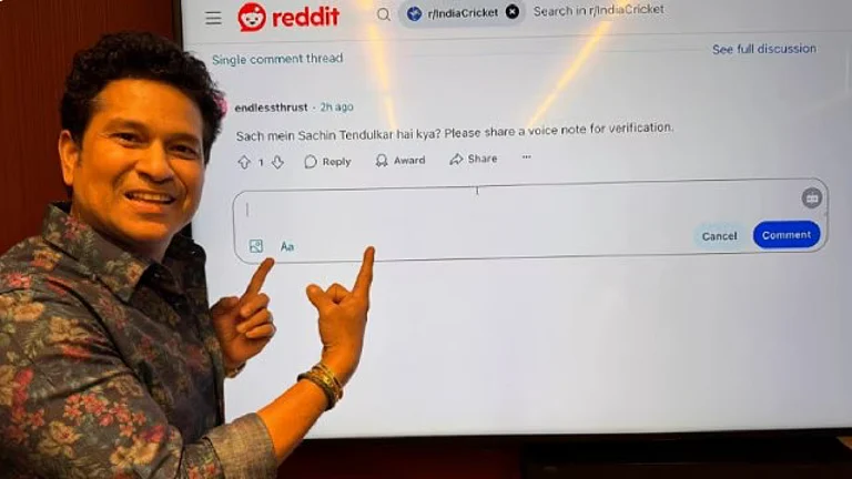 Sachin Tendulkar's funny repartee instantly resonated with Indian cricket fans and the broader online community. - Reddit screengrab