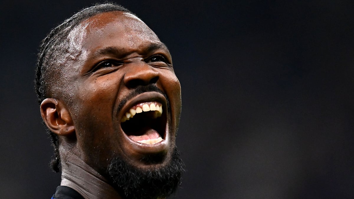 Marcus Thuram celebrates his second and Inter's fourth as they defeat Torino 5-0.