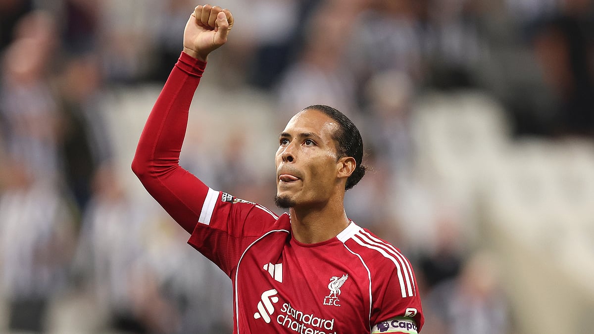 Newcastle United vs Liverpool, English Premier League 2025-26: Virgil van Dijk celebrates Liverpool's win.