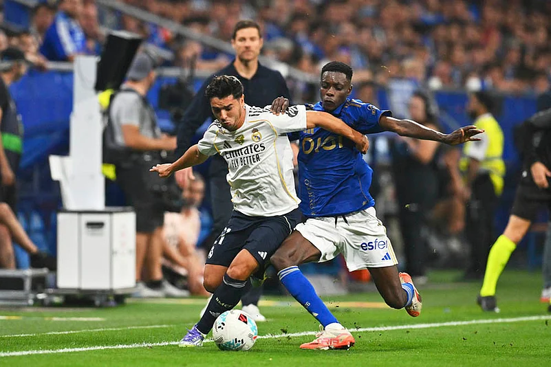 Spain soccer La liga Real Oviedo vs Real Madrid match photos_Brahim Diaz