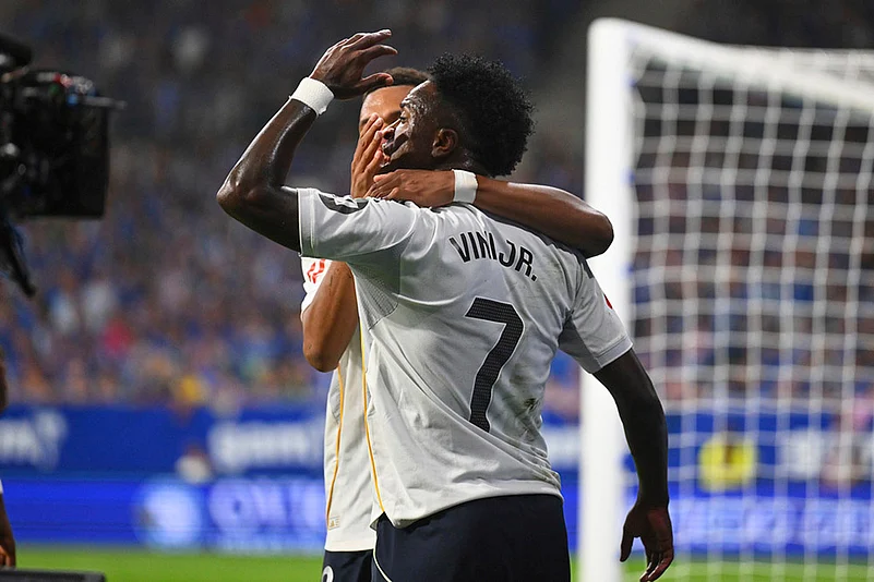 Spain soccer La liga Real Oviedo vs Real Madrid match photos_Vinicius Junior