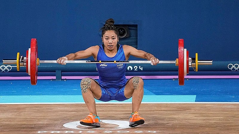 File/AP : Mirabai Chanu finished fourth at the Paris Olympics.