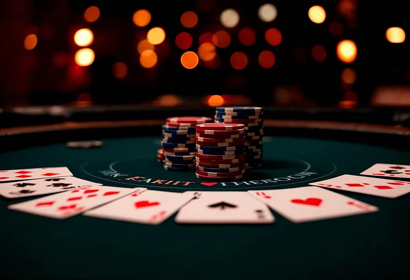 Poker chips and some cards