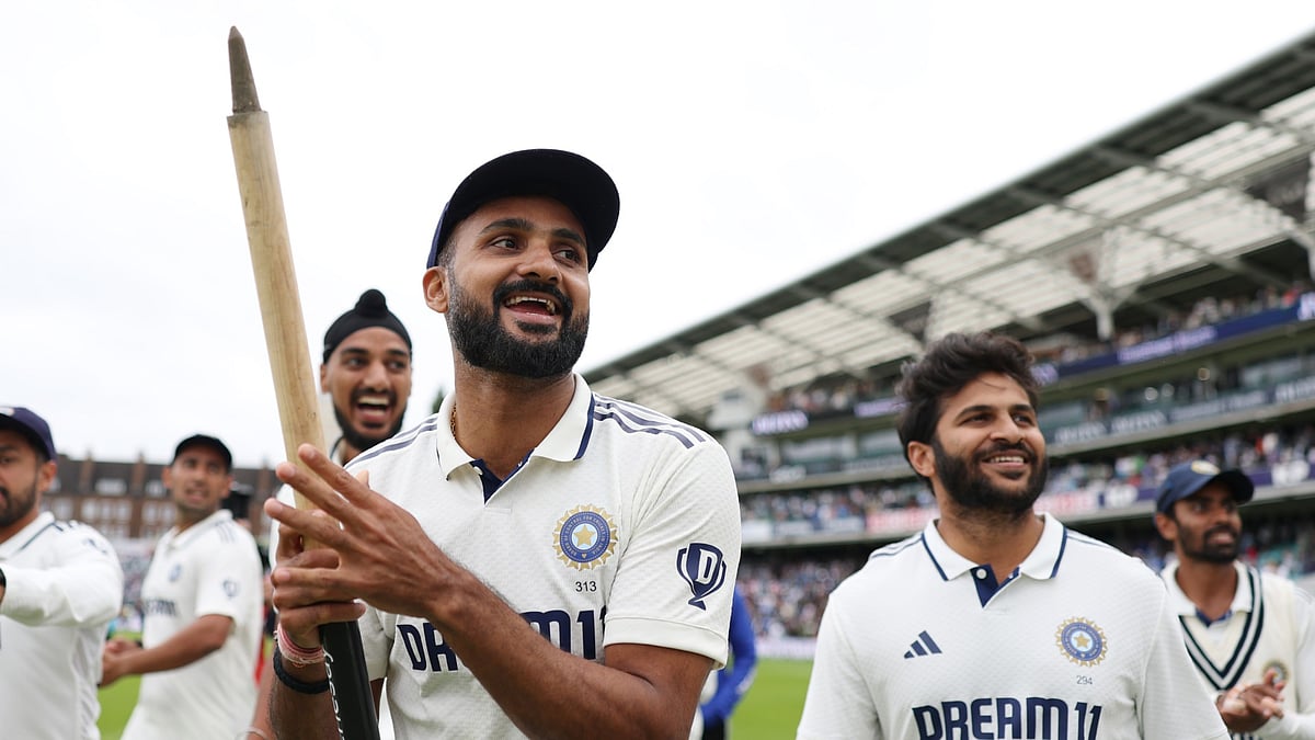 India's Akash Deep celebrates sealing a series draw with England.