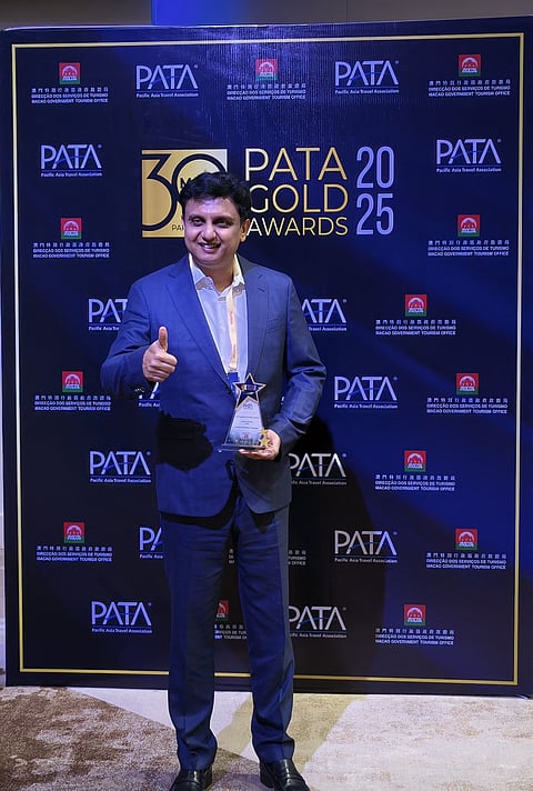 Shri P. A. Mohamed Riyas, Minister for Tourism and Public Works at the event after winning the award