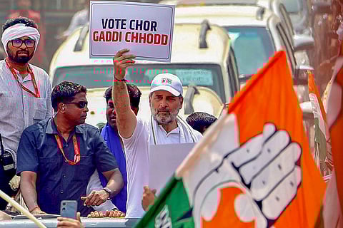 Rahul Gandhi leads 'Voter Adhikar Yatra' in Bihar