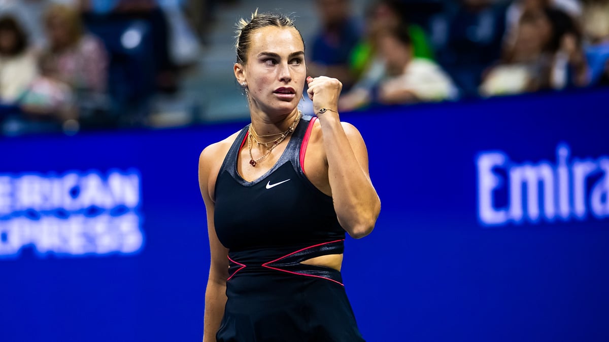 US Open 2025: Aryna Sabalenka celebrates after her round two win over Polina Kudermetova.