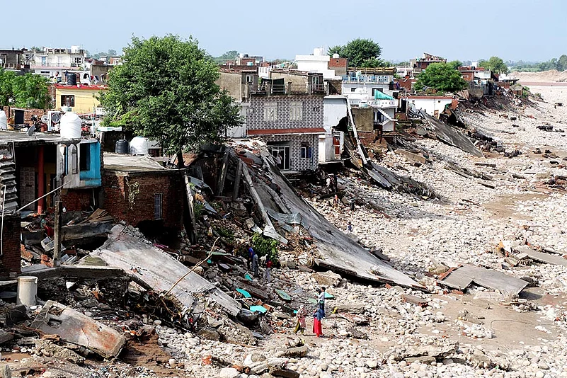Devastation by swollen Tawi river in Jammu