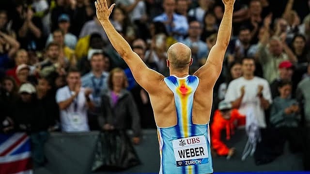 | Photo: Instagram/worldathletics : Diamond League Finals 2025: Julian Weber celebrates after a throw in the men's javelin throw event.