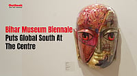 An artwork mask at the Bihar Museum Biennale