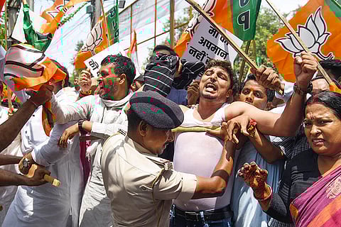 BJP protest outside Congress office in Patna
