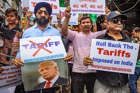 Protest against US tariffs on India