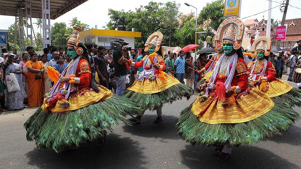 Folk art performances, and historical pageantry during Onam festival