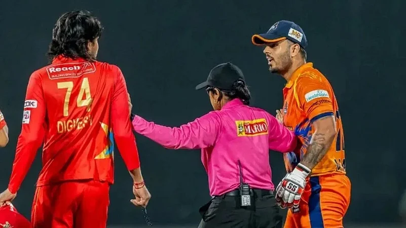 DPL 2025: Nitish Rana And Digvesh Rathi Engage In Altercation During West Delhi Vs South Delhi Clash