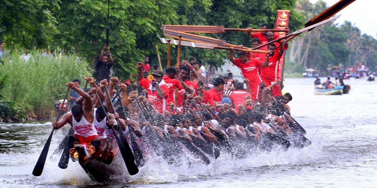 Boat race during Onam festival in Kerala.