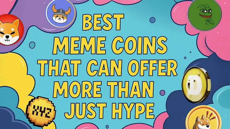 Illustration of meme coins with various meme coin logos