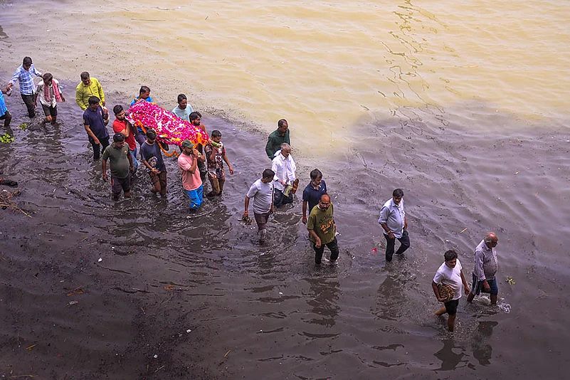 Swollen Ganga floods nearby areas in Prayagraj