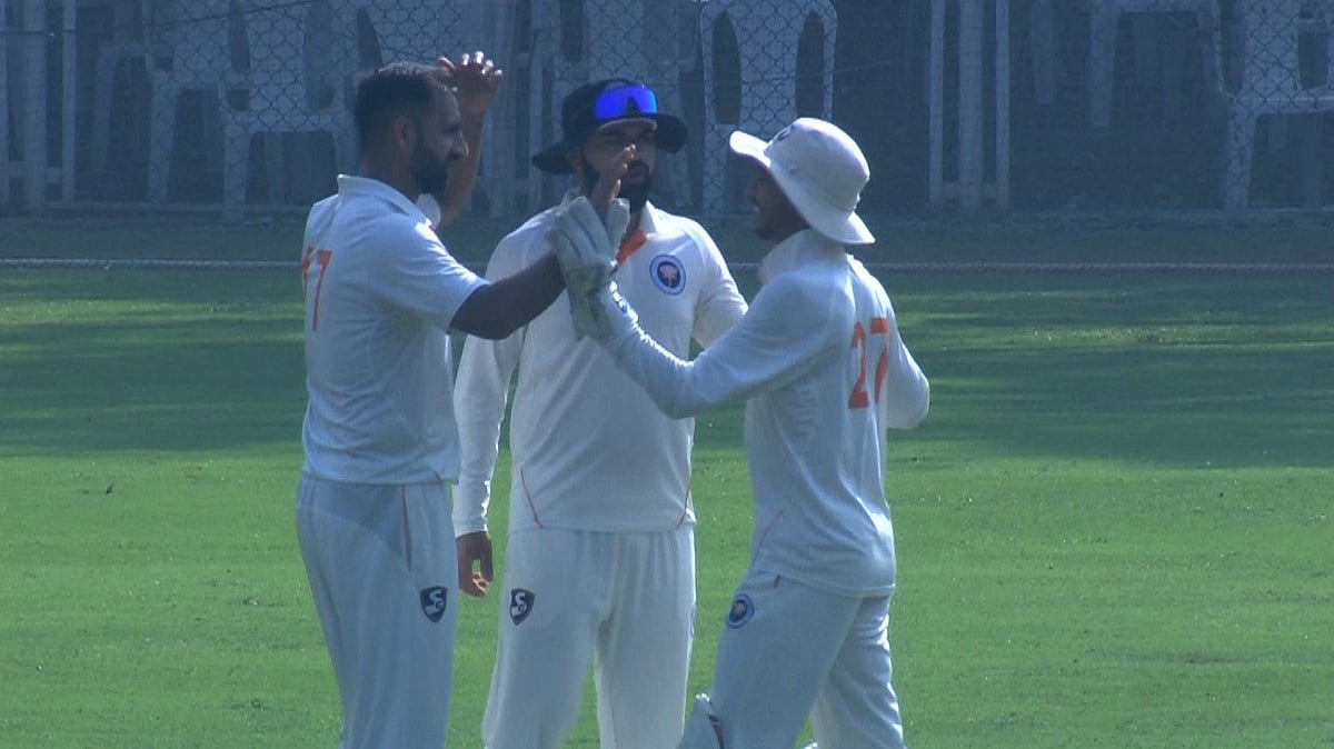 | Photo: X/BCCIdomestic : File photo of Auquib Nabi in action fpor Jammu and Kashmir in Ranji Trophy.