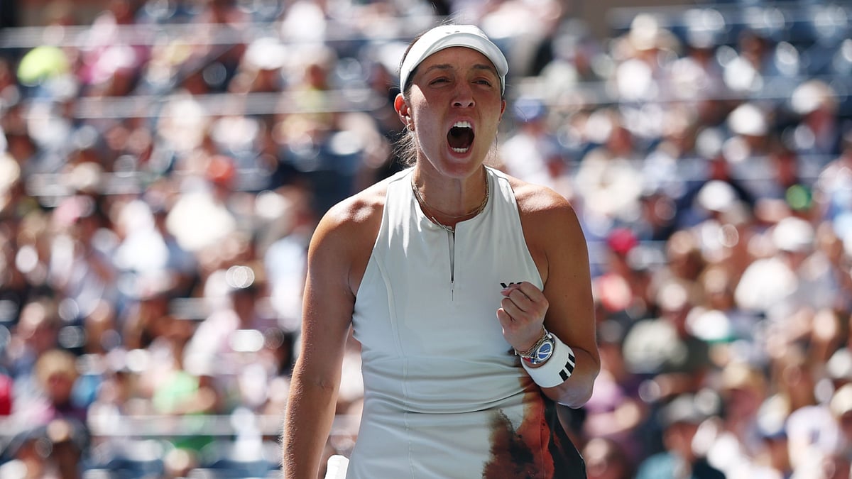 Jessica Pegula celebrates her win at Flushing Meadows.