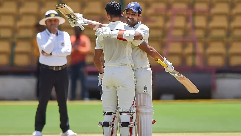 File photo of Shubham Sharma celebrating a century in the Ranji Trophy. - | Photo: PTI