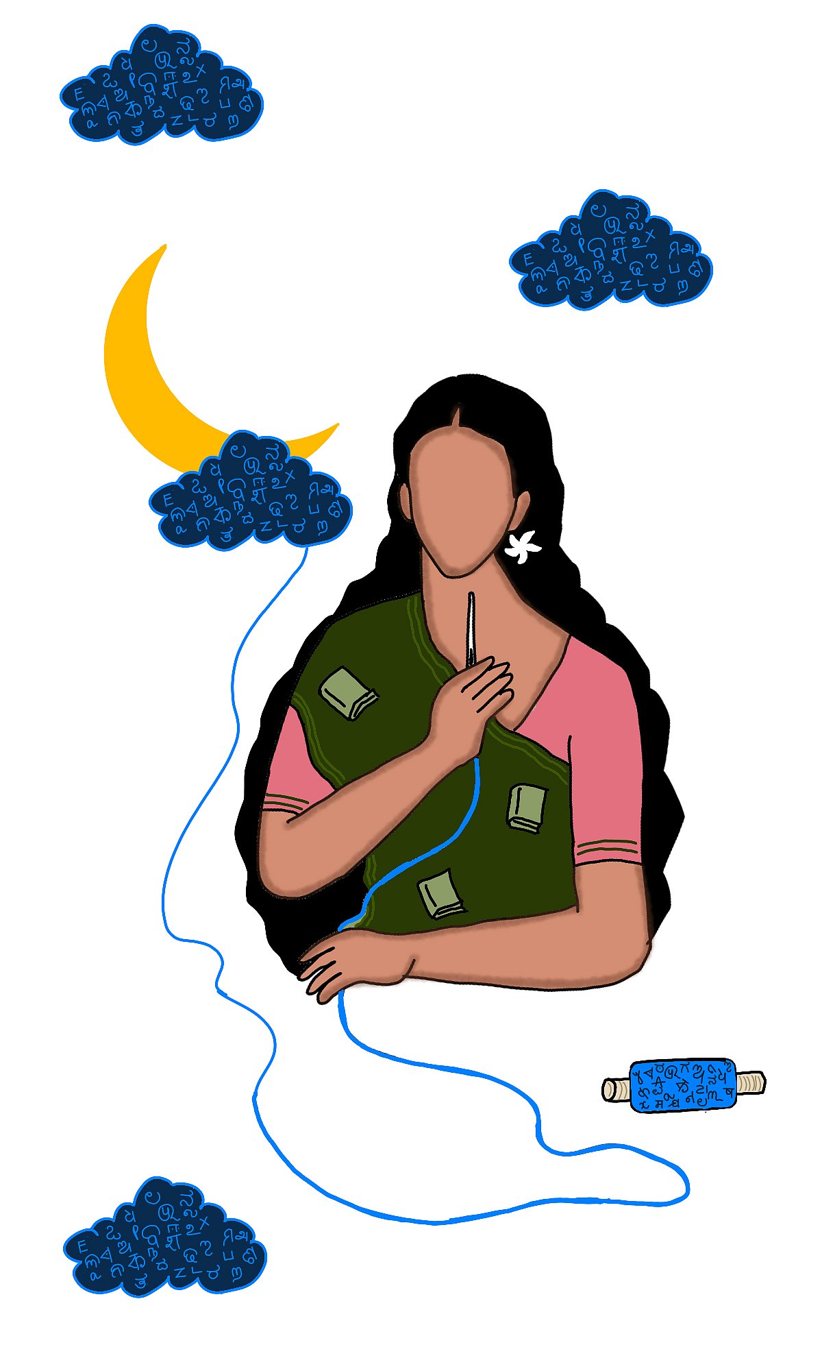 Artwork by Anupriya : The project continues, raising awareness about the under-representation of women in translated literature, advocating for women’s voices and perspectives to be heard, and encouraging translators and publishers across the globe to explore literature from a new vantage point. 