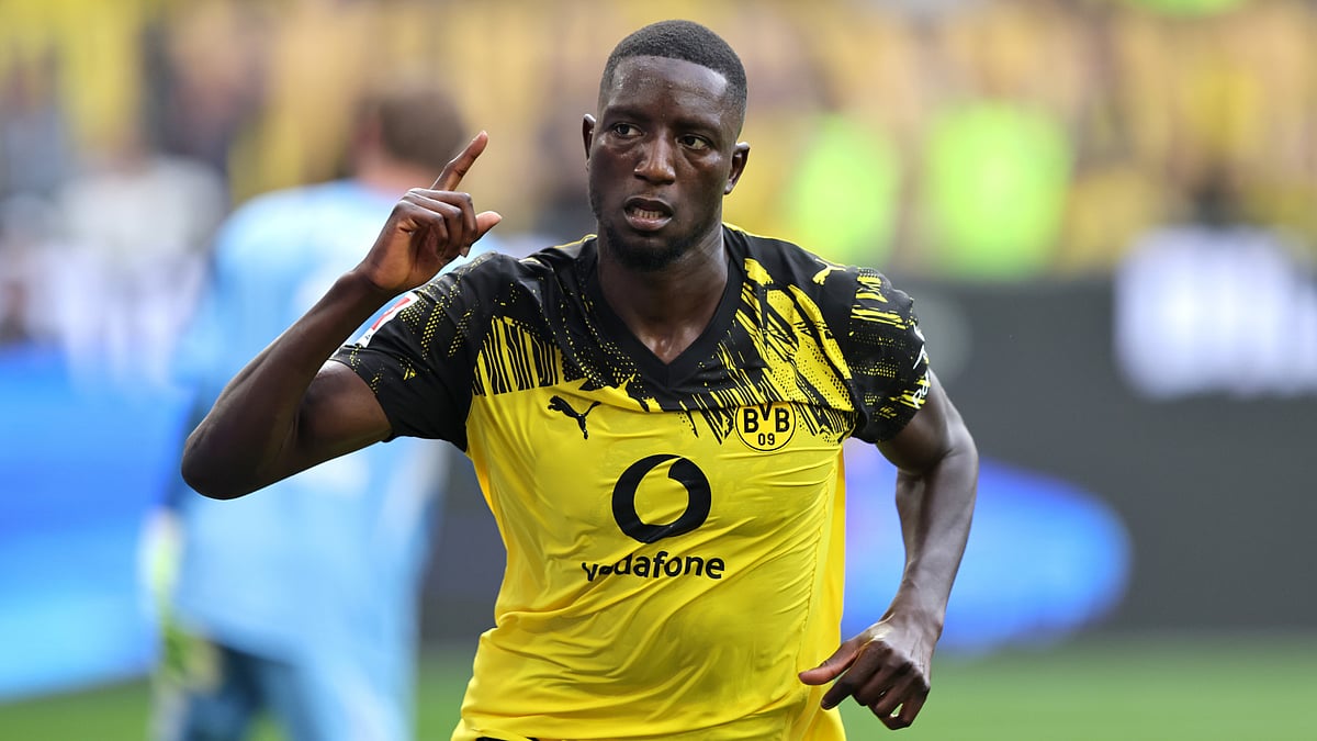 Serhou Guirassy celebrates his goal against Union Berlin.