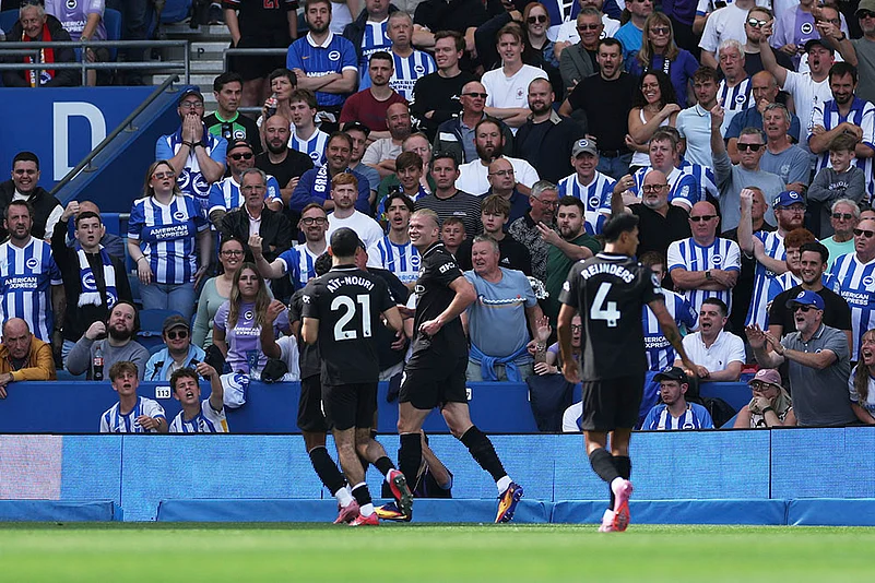 Britain Soccer Premier League 2025-26 Brighton vs Manchester City_Erling Haaland