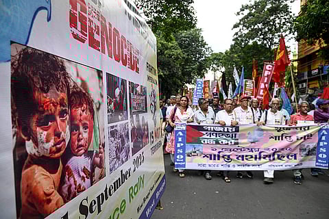 Pro-Palestinians rally in Kolkata