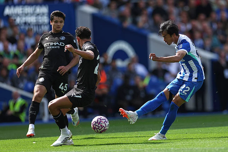Britain Soccer Premier League 2025-26 Brighton vs Manchester City_Kaoru Mitoma