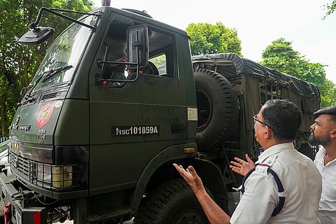 Army truck stopped for reckless driving in Kolkata