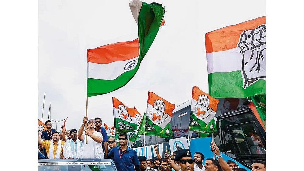 For the Rights - Rahul Gandhi during the Voter Adhikar Yatra in Bihar - | PTI