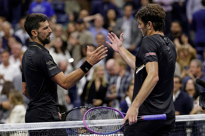 US Open Tennis 2025 quarterfinal match Novak Djokovic vs Taylor Fritz_2