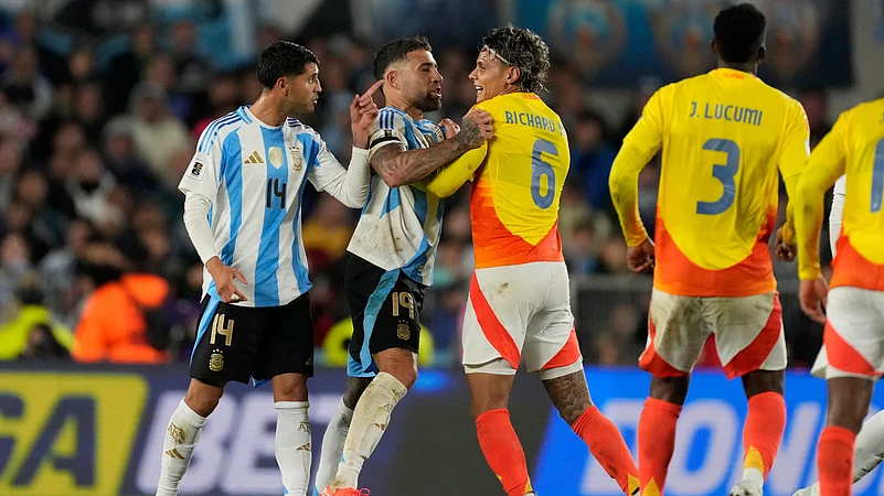 FIFA fines Argentina for fan racism file photo richard rios nicolas otamendi AP Photo