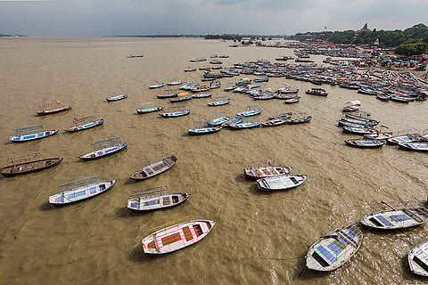 Swollen Ganga river in Prayagraj