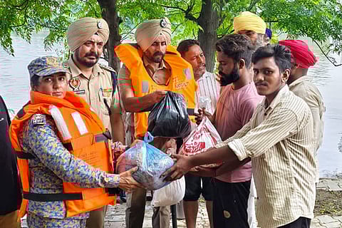 Gurvinder Singh Chandi takes part in relief op amid floods in Punjab