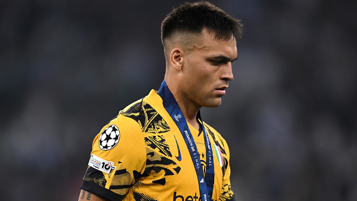 Lautaro Martinez with his Champions League runner-up medal