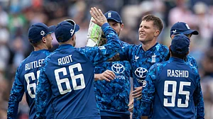 England celebrate their ODI win against South Africa