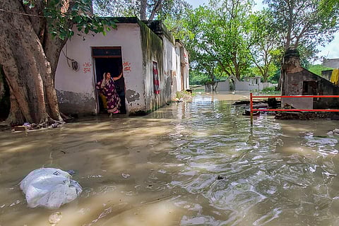 Swollen Yamuna river in Agra