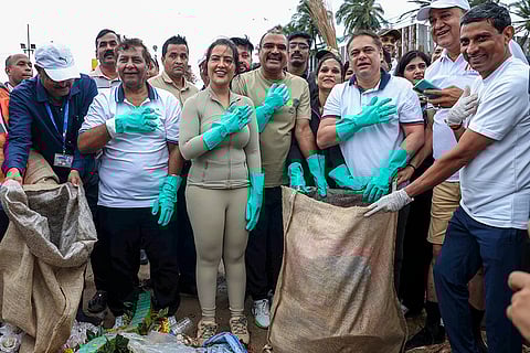 Beach cleanup drive after Ganesh Chaturthi in Mumbai
