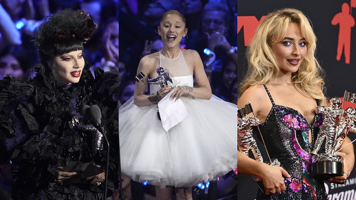 AP : Lady Gaga, Ariana Grande, and Sabrina Carpenter at MTV VMAs 2025
