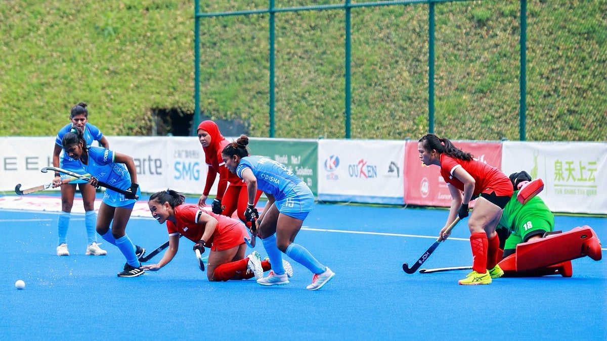 Hockey India : Action from the India vs Singapore, Women's Hockey Asia Cup 2025 Pool B clash in Hangzhou, China.