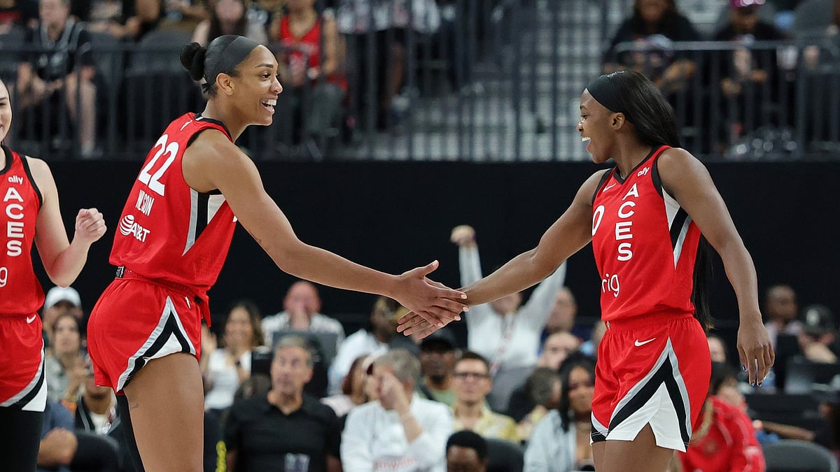 A'ja Wilson and Jackie Young of the Las Vegas Aces