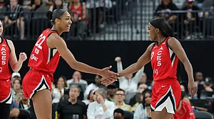 A'ja Wilson and Jackie Young of the Las Vegas Aces