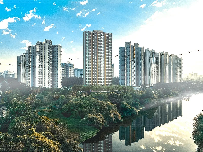 Big towers with lake view and greenery
